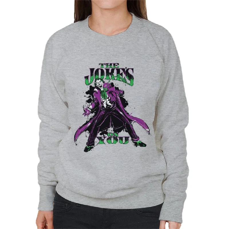 comfy workout wear hoodieBatman The Joker The Jokes On You Women's Sweatshirt