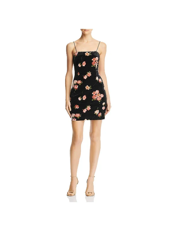 party-ready dressWomens Velvet Floral Slip Dress