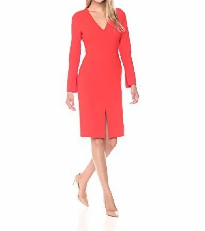 long-sleeve floral dressSambora Sheath Dress In Burnt Rose