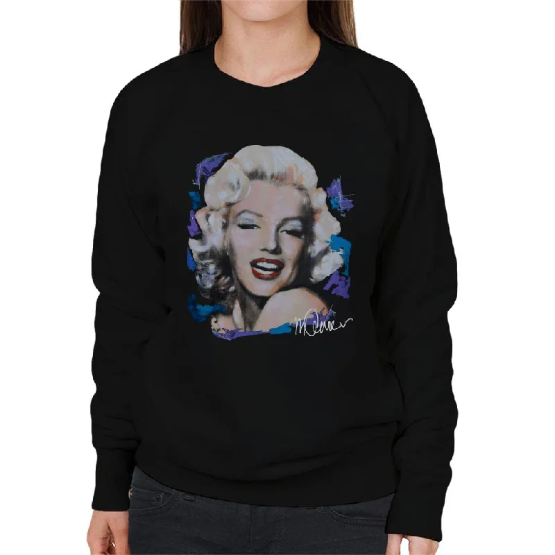 long-sleeve athletic hoodieSidney Maurer Original Portrait Of Marilyn Monroe Red Lips Women's Sweatshirt