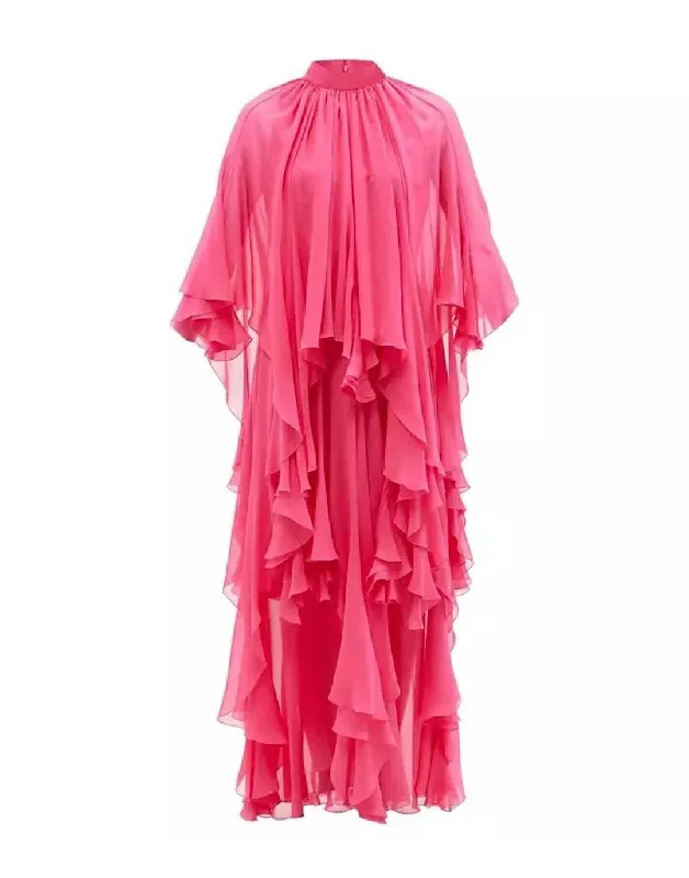 ruffle dressPink Multi Layer Asymmetrical Dress