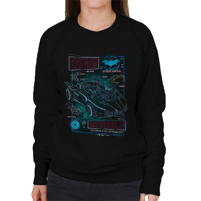 stylish athletic hoodieBatman Batmobile Blueprint Women's Sweatshirt