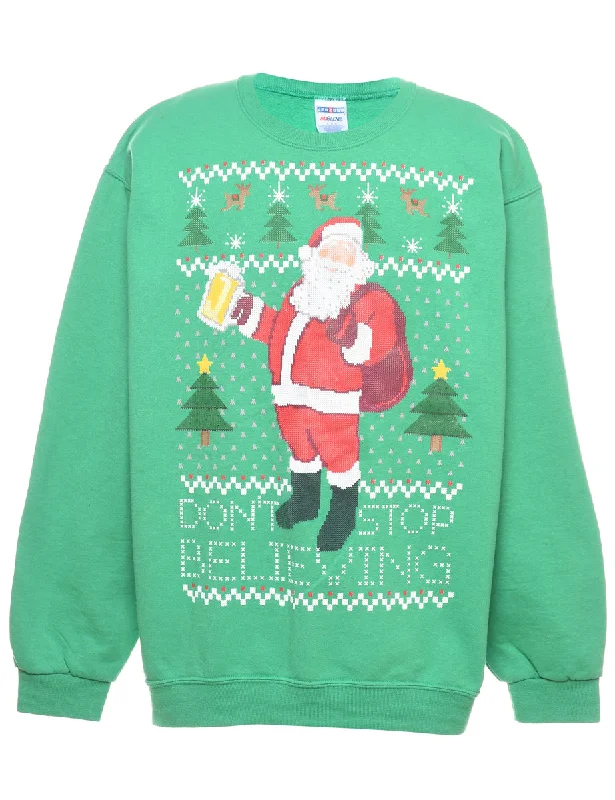 casual utility jacketSanta Claus Christmas Sweatshirt - L