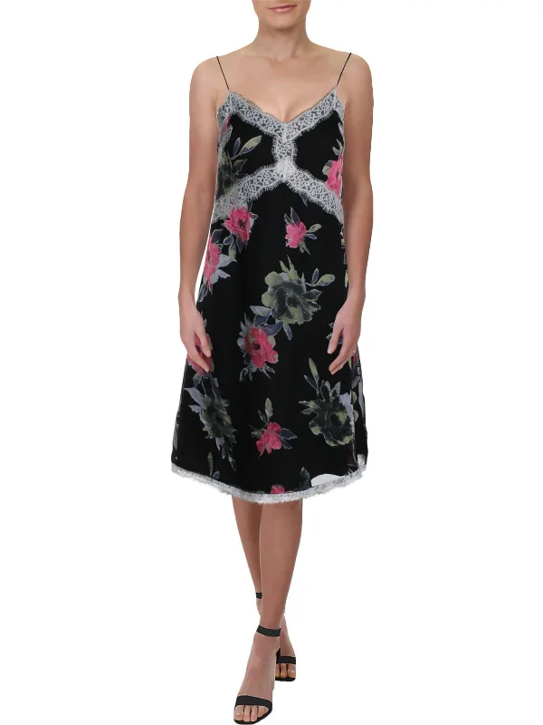 modern dressEdith Womens Satin Floral Slip Dress