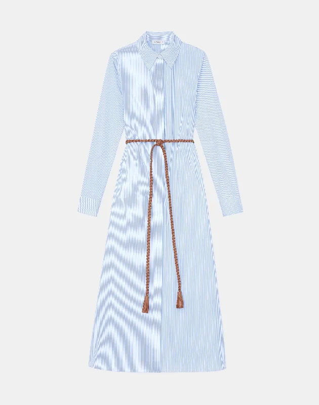 sophisticated dressNaval Stripe Organic Cotton Poplin Shirtdress