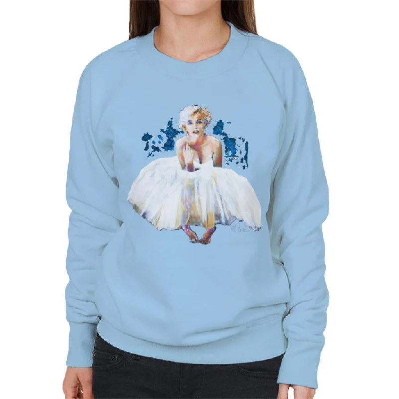 fitted workout sweatshirtSidney Maurer Original Portrait Of Marilyn Monroe White Dress Women's Sweatshirt