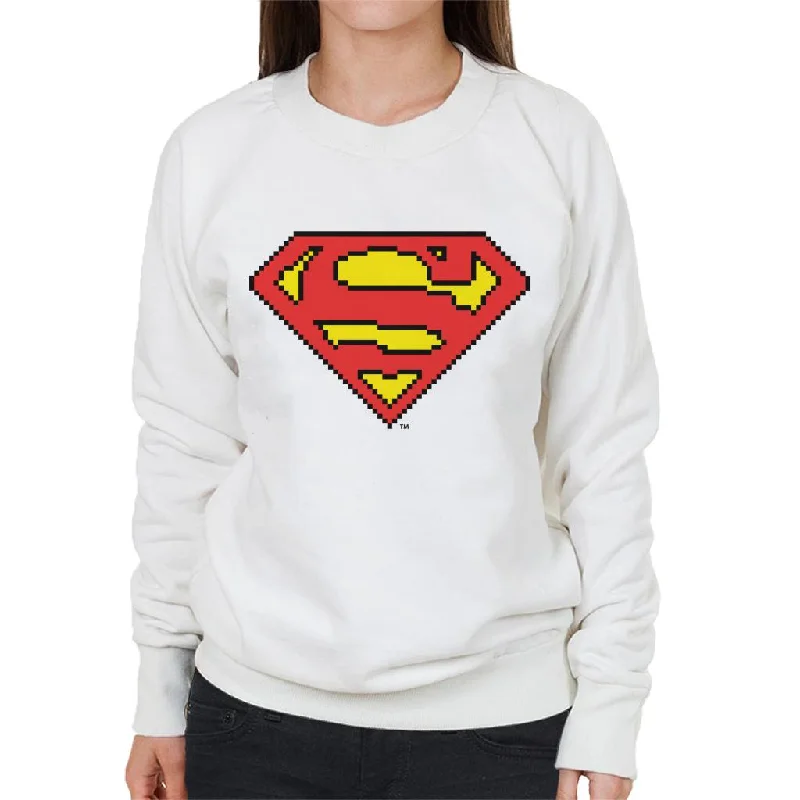 workout style hoodieSuperman Pixelated Logo Women's Sweatshirt