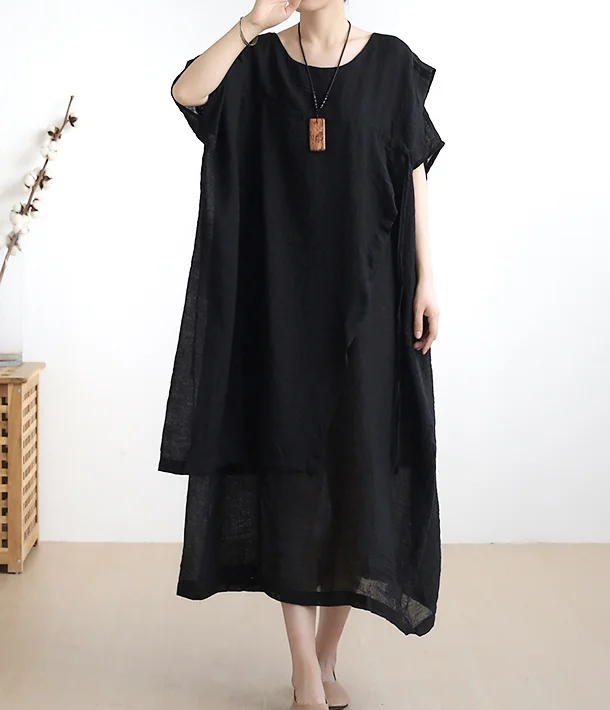 statement dressSummer Linen Spring Women  Loose Dresses AMT05131