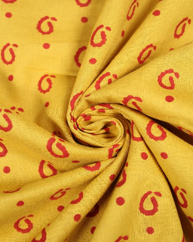 luxury dressYellow And Red Paisley Design Cotton Cambric Fabric