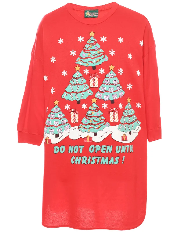 elegant coatChristmas Tree Print Sweatshirt - L