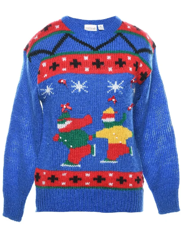 winter coatFestive Print Christmas Jumper - L