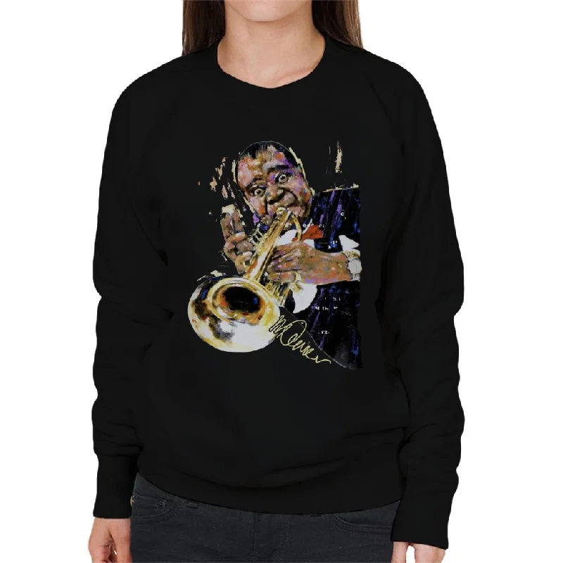 cozy workout hoodieSidney Maurer Original Portrait Of Louis Armstrong With Trumpet Women's Sweatshirt