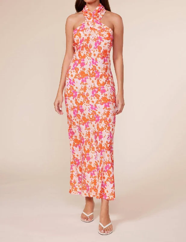 formal dressKauai Halter Dress In Pink Orange