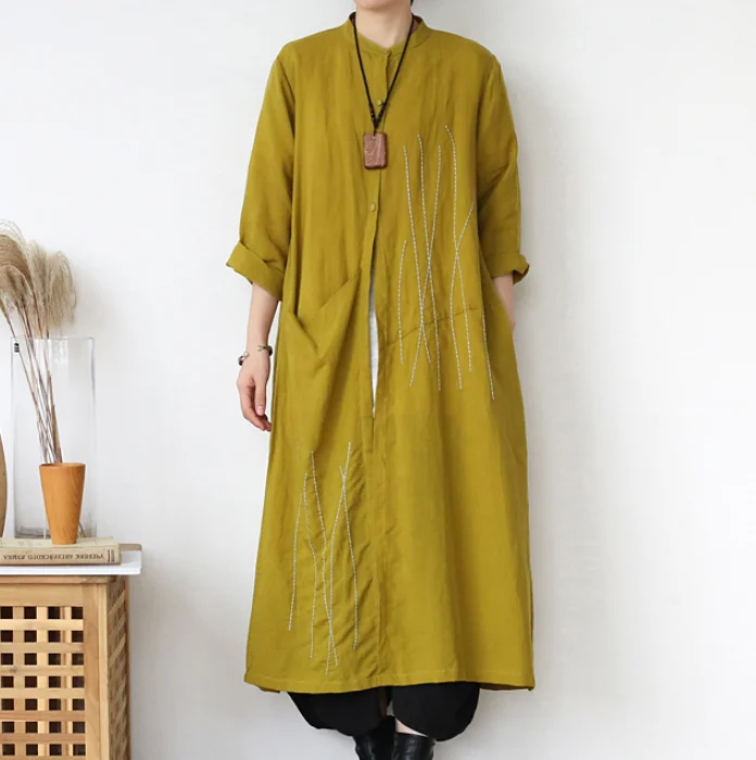 A-line dressLinen Loose Long Women Spring Dresses Plus Size AMT962328