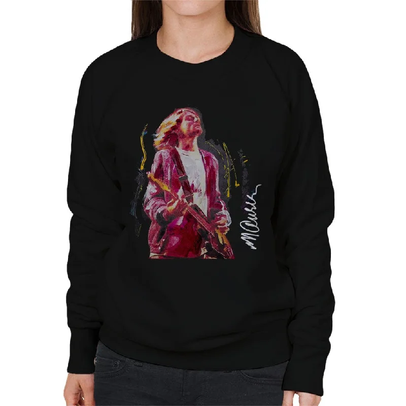 premium athletic sweatshirtSidney Maurer Original Portrait Of Kurt Cobain Guitar Women's Sweatshirt