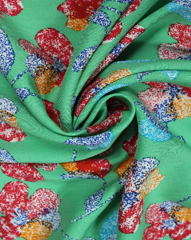 wrap dressGreen And Multicolor Floral Design Rayon Fabric