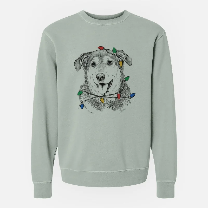 pullover workout hoodieChristmas Lights Lance the Lab/Shepherd Mix - Unisex Pigment Dyed Crew Sweatshirt