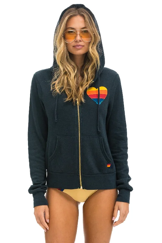 fashion hoodieHEART STITCH 5 ZIP HOODIE - CHARCOAL