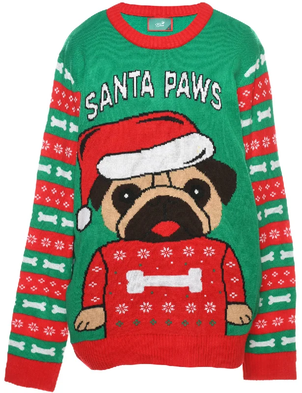 stylish raincoatAnimal Design Christmas Jumper - L