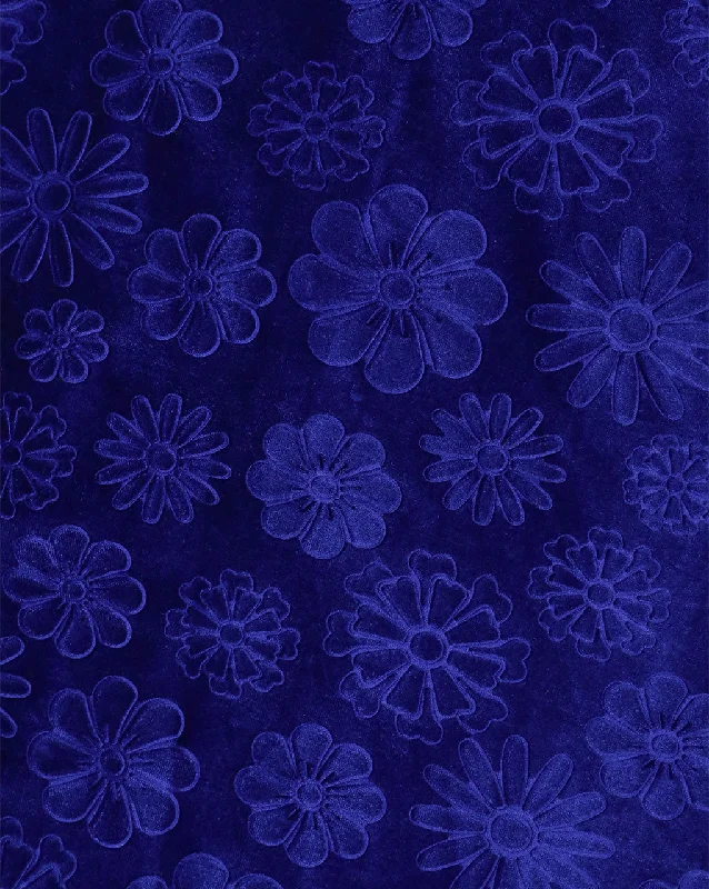 boho dressROYAL BLUE EMBOSSED VELVET FABRIC ( WIDTH 58 INCHES )