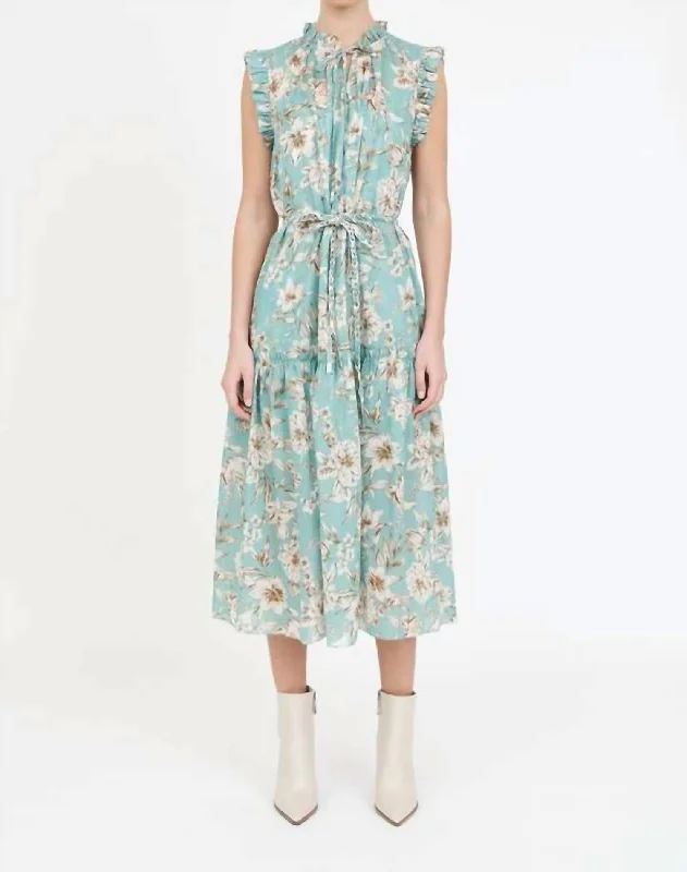 long-sleeve floral dressWillow Dress In Turquoise Magnolia