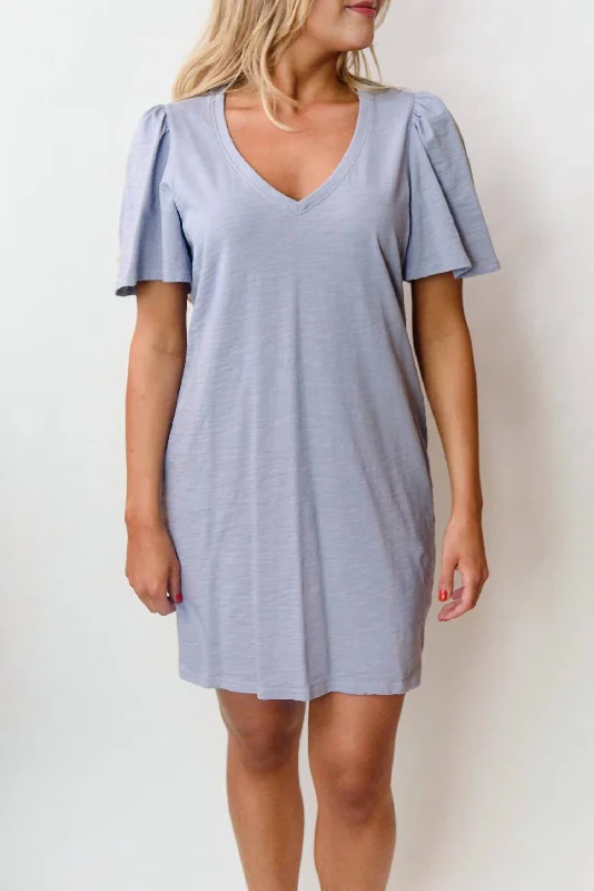 playful dressMallory Flutter Sleeve Dress In Purple Sage