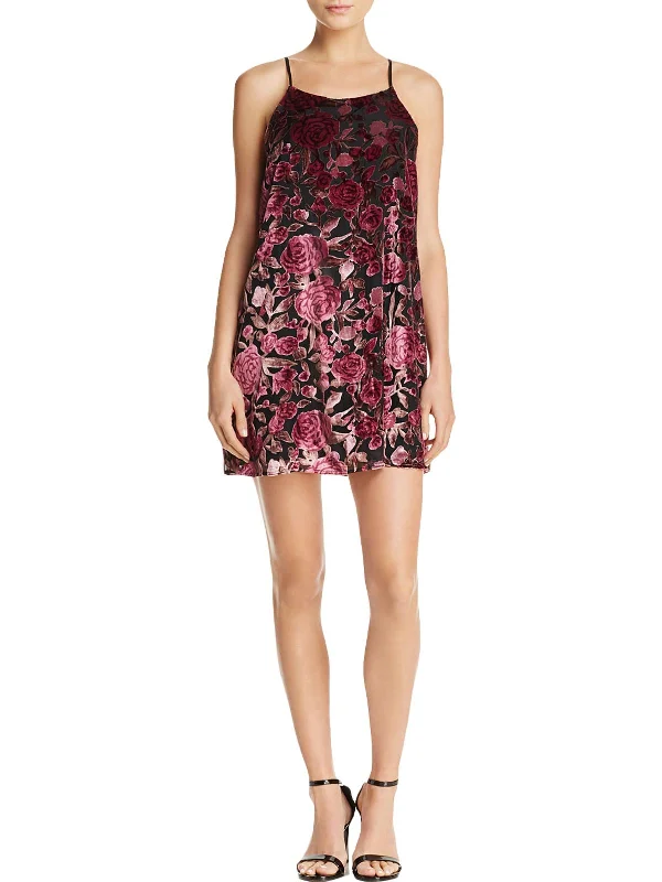 printed dressWomens Floral Print Burnout Cocktail Dress