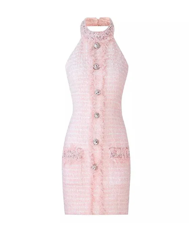 pleated dressPink Tweed Trimmed Dress