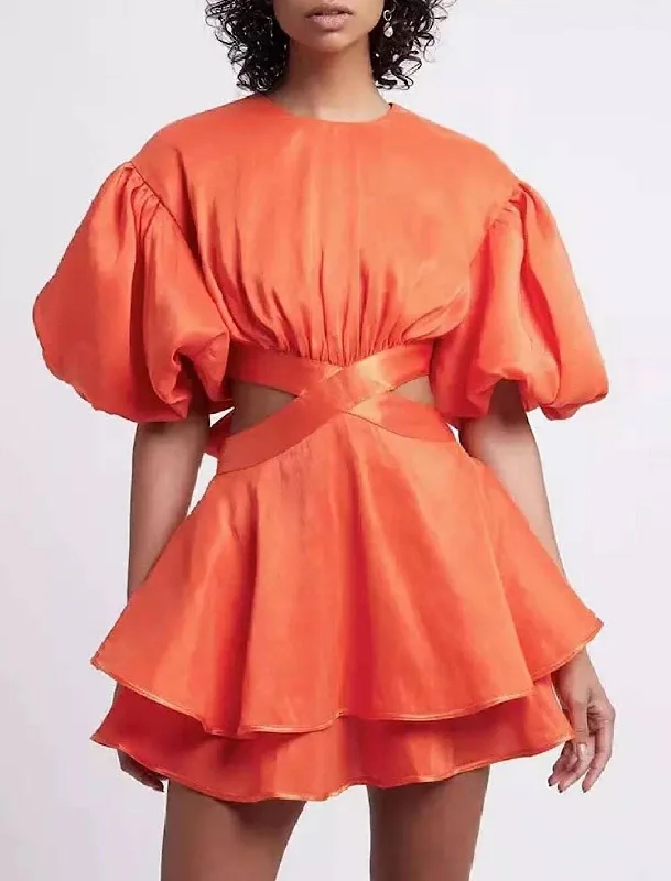 pleated dressCut Out Flared Backless Short Dress