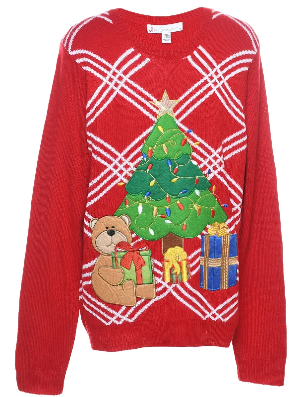 lightweight winter coatTeddy Bear Design Classic Christmas Jumper - M