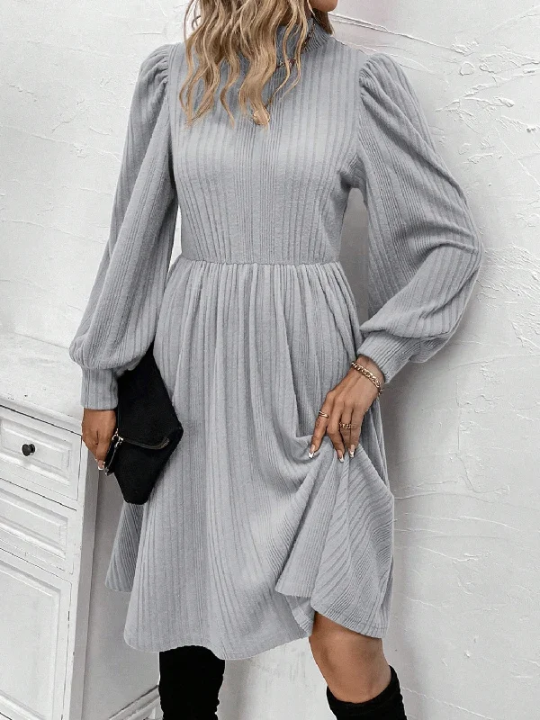 stylish dressTextured Turtleneck Long Sleeve Dress