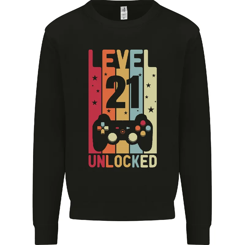 urban workout sweatshirt21st Birthday 21 Year Old Level Up Gaming Mens Sweatshirt Jumper