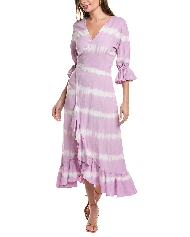 evening dressSOLE Tatiana Linen-Blend Wrap Dress