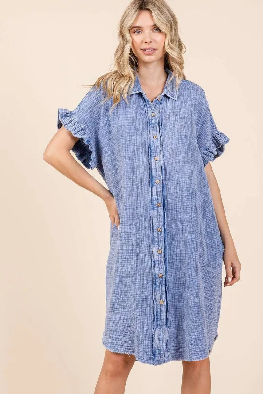 sophisticated dressMittoshop Mineral Wash Cotton Gauze Mini Shirt Dress