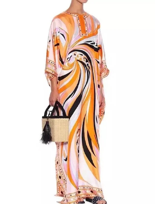 stylish dressEthnic Print Colorful Maxi Loose Dress