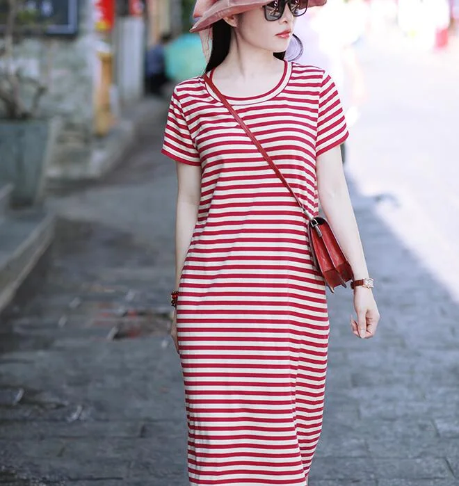 lace dressStriped Women Dresses Ramie Casual Spring Linen Women Dresses SSM97215