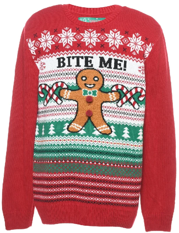 soft coatTeddy Bear Design Christmas Jumper - L