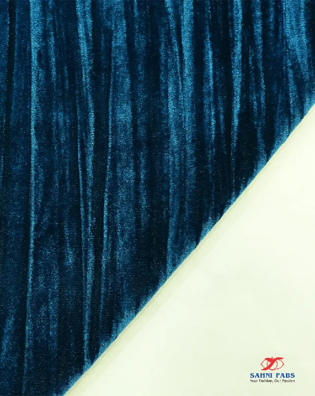 ruched dressDARK BLUE PLEATED POLYESTER VELVET FABRIC ( WIDTH 44 INCHES )