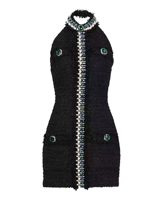 wool dressBlack Tweed Trimmed Dress