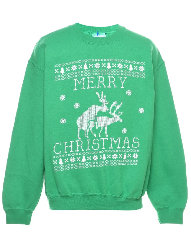 fashion-forward coatFestive Season Christmas Sweatshirt - M