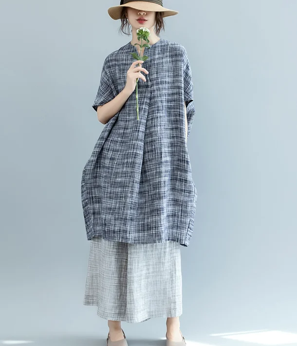 wrap-around dressLoose Summer Cotton Linen Spring Women Dresses QZ200527