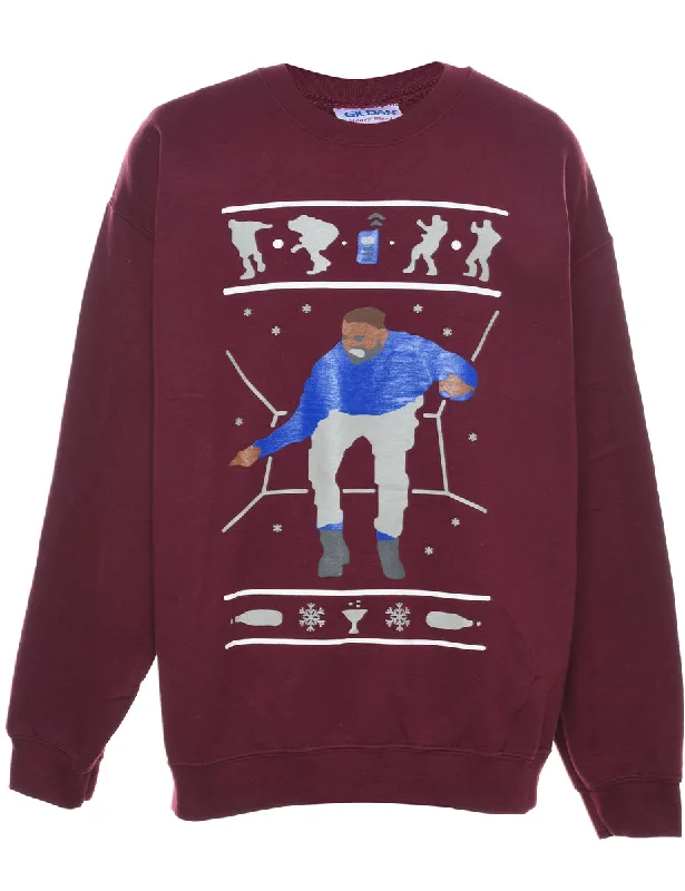 minimalist jacketMaroon Christmas Sweatshirt - L