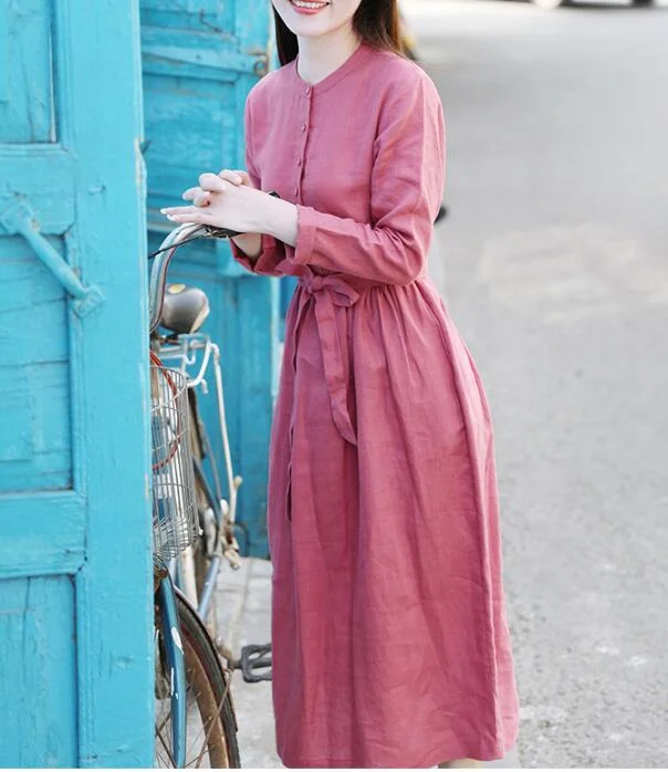 casual summer dressRed Women Dresses Casual Spring Linen Women Dresses SSM97215