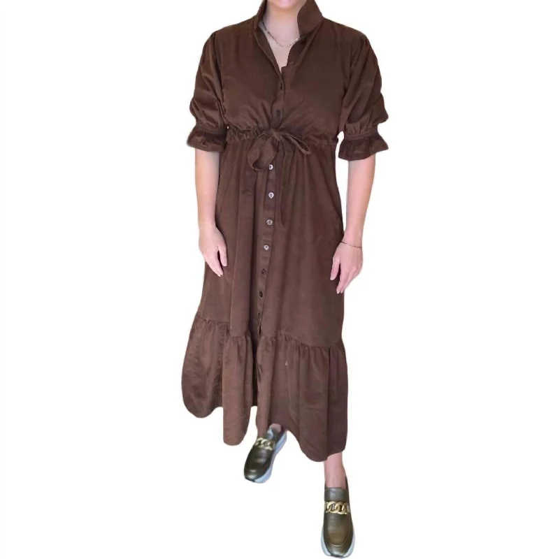 bohemian dressCatherine Corduroy Dress In Brown