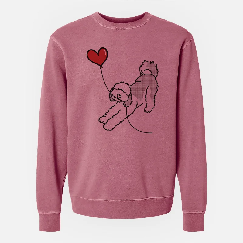 cozy workout hoodieSheepadoodle Heart String - Unisex Pigment Dyed Crew Sweatshirt