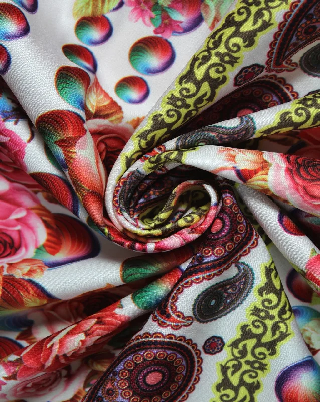 ruffle dressMulticolor Paisley Design Polyester Scuba Fabric