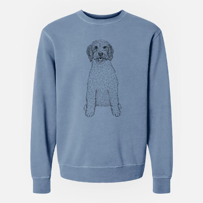 versatile gym hoodieDoodled Penny the Mini Australian Labradoodle - Unisex Pigment Dyed Crew Sweatshirt