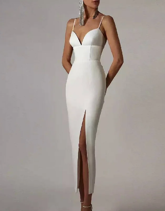 sleek dressBandage Bodycon Spaghetti Strap Long Dress