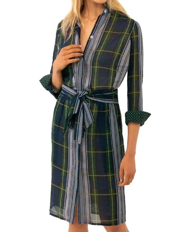 elegant maxi dressBreezy Blouson Dress In Campbell Plaid