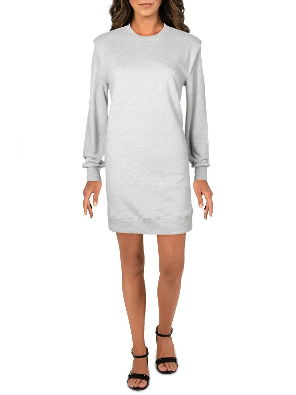 tiered dressWomens Shoulder Pads Crew Neck Sweatshirt Dress